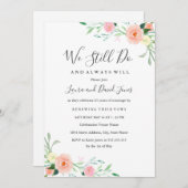 Wilde Blume Pfirsich Pink Floral Wedding Vow Erneu Einladung (Vorne/Hinten)