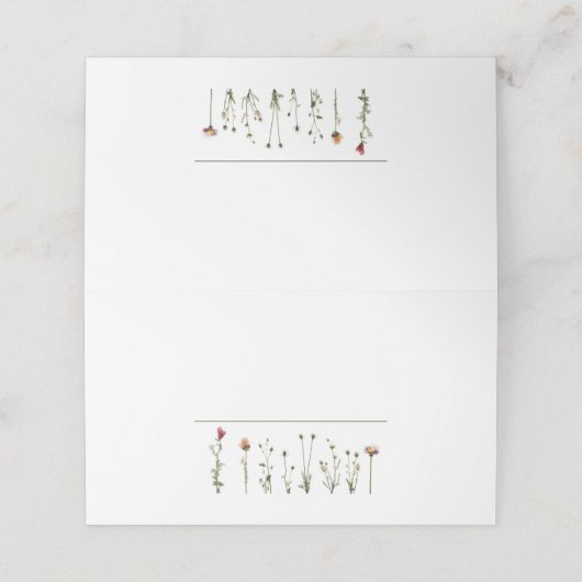 Wilde Blume Platzkarte (Außenseite Aufgefaltet)