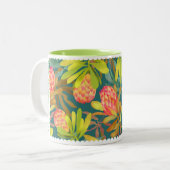 Wilde Blume Protea Green Zweifarbige Tasse (Vorderseite Links)