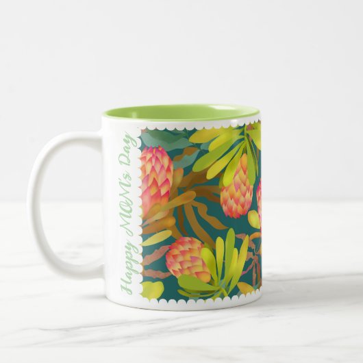 Wilde Blume Protea Green Zweifarbige Tasse (Links)