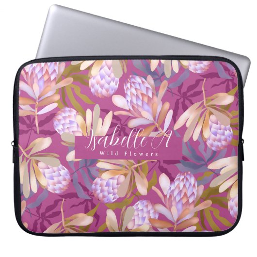 Wilde Blume Protea Magenta Laptopschutzhülle (Vorderseite)