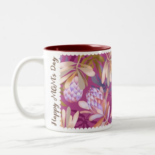 Wilde Blume Protea Magenta Zweifarbige Tasse (Links)