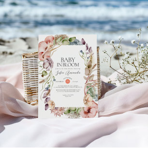 Wilde Blume rahmen Minimalistische Babydusche Einladung