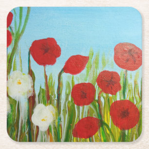 Wilde Blume Rechteckiger Pappuntersetzer