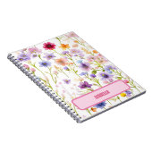 Wilde Blume Rosa Blauer Frühling Blumendesign Jour Notizblock (Rechte Seite)
