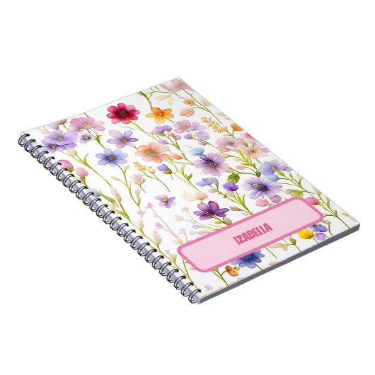 Wilde Blume Rosa Blauer Frühling Blumendesign Jour Notizblock (Rechte Seite)