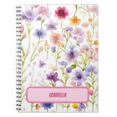 Wilde Blume Rosa Blauer Frühling Blumendesign Jour Notizblock (Vorderseite)