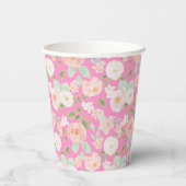 Wilde Blume Rosa Gingham-Schleife Abschlussfeier Pappbecher (Rückseite)