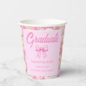 Wilde Blume Rosa Gingham-Schleife Abschlussfeier Pappbecher (Vorderseite)