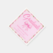 Wilde Blume Rosa Gingham-Schleife Abschlussfeier Serviette (Ecke)