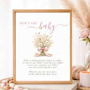 Wilde Blume Rosa Schleife Shower-Aktivität Sag Nic Poster
