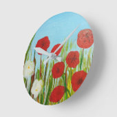 Wilde Blume Runde Wanduhr (Winkel)