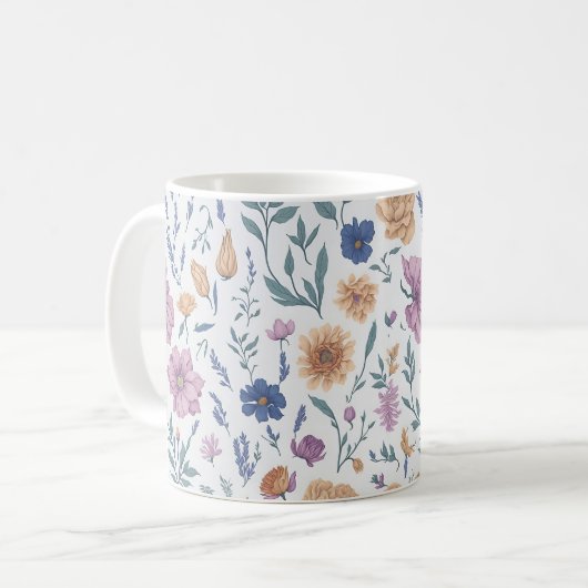 Wilde Blume - Rustikaler Charme Kaffeetasse (Vorderseite Links)