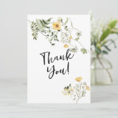 Wilde Blume Sali Grün Hochzeit danke Karte (Stehend Vorderseite)