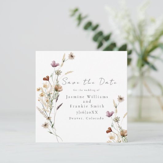 Wilde Blume Save the Date (Stehend Vorderseite)