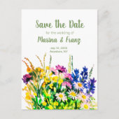 Wilde Blume Save the Date Ankündigungspostkarte (Vorderseite)