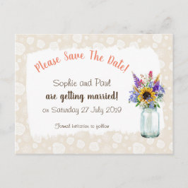 Wilde Blume Save the Date Postkarte