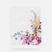 Wilde Blume-Skripte favorisieren Brautparty Acrylschild (Vorderseite)