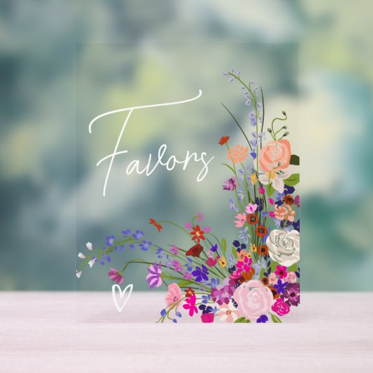 Wilde Blume-Skripte favorisieren Brautparty Acrylschild (Neutral)