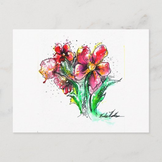 Wilde Blume Splash Postkarte (Vorderseite)