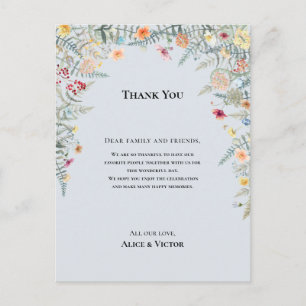 Wilde Blume Staubblau Dankeskarten für die Hochzei Postkarte