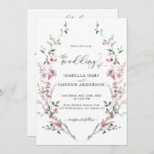 Wilde Blume, stumpfes Rosa, alles in einem QR-Code Einladung (Vorne/Hinten)