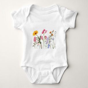 Wilde Blume T - Shirt, Vintages botanisches Kids-T Baby Strampler