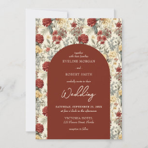 Wilde Blume Terracotta-Elfenbeinbogen Einladung