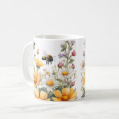 Wilde Blume und Honigbienen Wasserfarbe Kaffeetasse (Vorderseite Links)