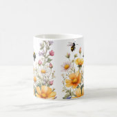 Wilde Blume und Honigbienen Wasserfarbe Kaffeetasse (Mittel)