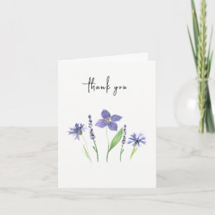 Wilde Blume und Lavendel Wasserfarbe Einfach Dankeskarte