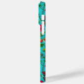 Wilde Blume und Motten auf aquamarin Case-Mate iPhone Hülle (Rückseite / Links)