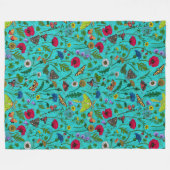 Wilde Blume und Motten auf aquamarin Fleecedecke (Vorderseite (Horizontal))