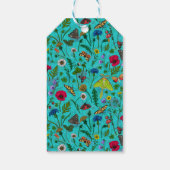 Wilde Blume und Motten auf aquamarin Geschenkanhänger (Rückseite)