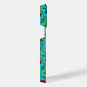 Wilde Blume und Motten auf aquamarin iPhone Hülle (Rechte Seite)