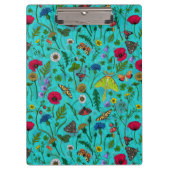 Wilde Blume und Motten auf aquamarin Klemmbrett (Vorderseite)