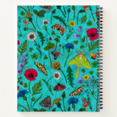 Wilde Blume und Motten auf aquamarin Notizblock (Rückseite)