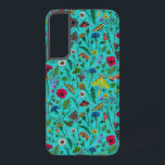 Wilde Blume und Motten auf aquamarin Samsung Galaxy Hülle<br><div class="desc">Handgemalte Sammlung von verschiedenen wilden Blume.</div>