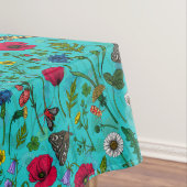 Wilde Blume und Motten auf aquamarin Tischdecke (Beispiel)