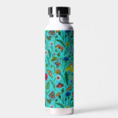 Wilde Blume und Motten auf aquamarin Trinkflasche (Links)