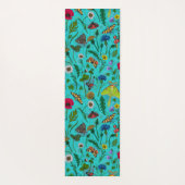 Wilde Blume und Motten auf aquamarin Yogamatte (Rückseite)