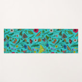 Wilde Blume und Motten auf aquamarin Yogamatte (Vorderseite (Horizontal))