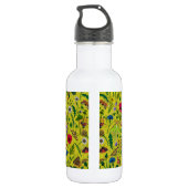 Wilde Blume und Motten auf Grün Edelstahlflasche (Rückseite)