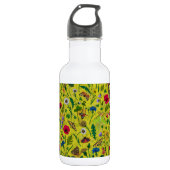Wilde Blume und Motten auf Grün Edelstahlflasche (Vorderseite)