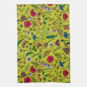 Wilde Blume und Motten auf Grün Geschirrtuch (Vertikal)