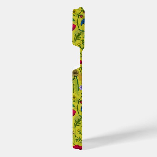 Wilde Blume und Motten auf Grün iPhone Hülle (Rechte Seite)
