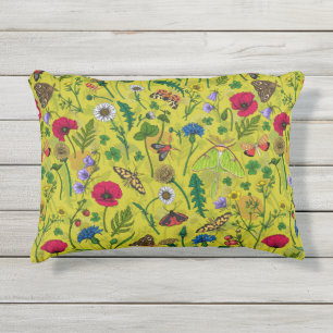 Wilde Blume und Motten auf Grün Kissen Für Draußen