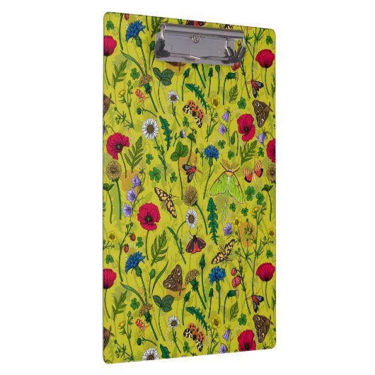Wilde Blume und Motten auf Grün Klemmbrett (Rechts)