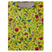 Wilde Blume und Motten auf Grün Klemmbrett (Vorderseite)