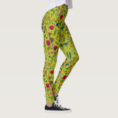 Wilde Blume und Motten auf Grün Leggings (Rechts)